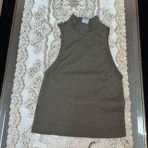 Dynamite ribbed olive green high neck sleeveless top